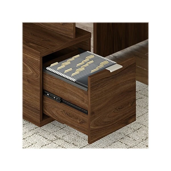 Kathy Ireland® Home By Bush Furniture Madison Avenue 60" L-Shaped Desk With Lateral File Cabinet, Modern Walnut (MDS005MW) 5 Kathy Ireland® Home By Bush Furniture Madison Avenue 60" L-Shaped Desk With Lateral File Cabinet, Modern Walnut (MDS005MW) - Image 3