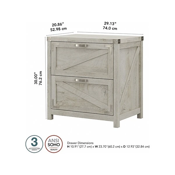 Kathy Ireland® Home By Bush Furniture 2-Drawer Lateral File Cabinet, Letter/Legal, Cottage White, 29" (CGF129CWH-03) 6 Kathy Ireland® Home By Bush Furniture 2-Drawer Lateral File Cabinet, Letter/Legal, Cottage White, 29" (CGF129CWH-03) - Image 4