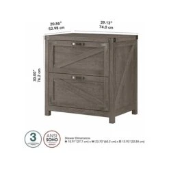 Kathy Ireland® Home By Bush Furniture 2-Drawer Lateral File Cabinet, Letter/Legal, Restored Gray, 29" (CGF129RTG-03) 12 Kathy Ireland® Home By Bush Furniture 2-Drawer Lateral File Cabinet, Letter/Legal, Restored Gray, 29" (CGF129RTG-03) -Kathy Ireland sp116167237 s7