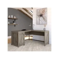 Kathy Ireland® Home By Bush Furniture Cottage Grove 60" L-Shaped Desk With Drawer, Restored Gray (CGD160RTG-03)