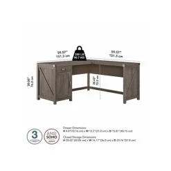 Kathy Ireland® Home By Bush Furniture Cottage Grove 60" L-Shaped Desk With Drawer, Restored Gray (CGD160RTG-03) -Kathy Ireland sp116167253 s7