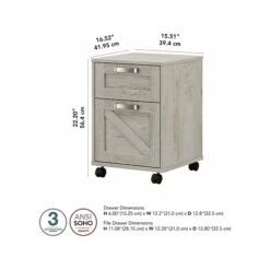 Kathy Ireland® Home By Bush Furniture 2-Drawer Vertical File Cabinet, Mobile, Letter/Legal, Cottage White, 17" -Kathy Ireland sp116167270 s7