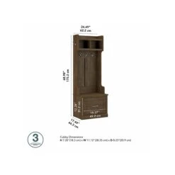 Kathy Ireland® Home By Bush Furniture Woodland 69" Hall Tree And Small Shoe Bench With Drawer And 2 Shelves, Ash Brown 12 Kathy Ireland® Home By Bush Furniture Woodland 69" Hall Tree And Small Shoe Bench With Drawer And 2 Shelves, Ash Brown -Kathy Ireland sp117517643 s7