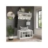Kathy Ireland® Home By Bush Furniture Woodland 21" Shoe Storage Bench And Coat Rack With 12 Shelves, White Ash (WDL004WAS)