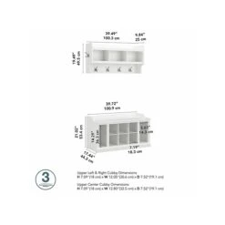Kathy Ireland® Home By Bush Furniture Woodland 21" Shoe Storage Bench And Coat Rack With 12 Shelves, White Ash (WDL004WAS) -Kathy Ireland sp117517651 s7