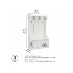 Kathy Ireland® Home By Bush Furniture Woodland 71" Hall Tree And Shoe Storage Bench With 4 Shelves, White Ash (WDL001WAS) -Kathy Ireland sp117517711 s7