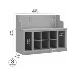 Kathy Ireland® Home By Bush Furniture Woodland 32" Entryway Bench With 8 Shelves, Cape Cod Gray (WDL006CG) -Kathy Ireland sp117593058 s7