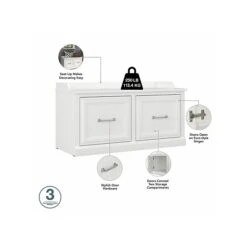 Kathy Ireland® Home By Bush Furniture Woodland 21" Shoe Storage Bench And Coat Rack With 4 Shelves, White Ash (WDL003WAS) 11 Kathy Ireland® Home By Bush Furniture Woodland 21" Shoe Storage Bench And Coat Rack With 4 Shelves, White Ash (WDL003WAS) -Kathy Ireland sp117593075 s7
