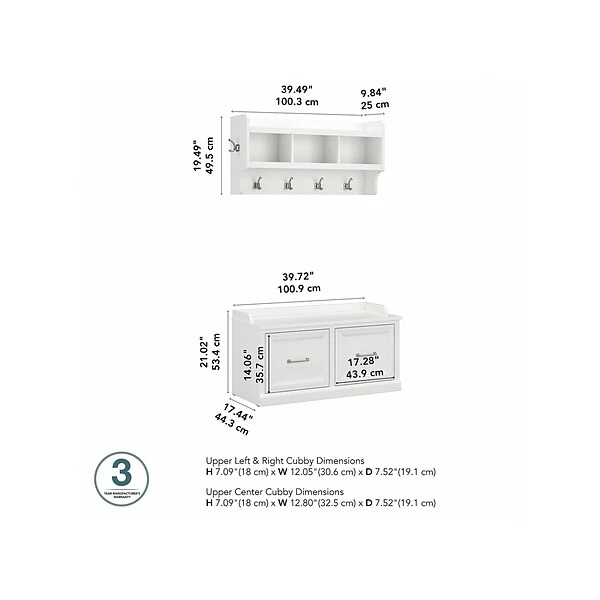 Kathy Ireland® Home By Bush Furniture Woodland 21" Shoe Storage Bench And Coat Rack With 4 Shelves, White Ash (WDL003WAS) 6 Kathy Ireland® Home By Bush Furniture Woodland 21" Shoe Storage Bench And Coat Rack With 4 Shelves, White Ash (WDL003WAS) - Image 4