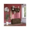 Kathy Ireland® Home By Bush Furniture Woodland 21" Shoe Storage Bench And Coat Rack With 4 Shelves, Ash Brown (WDL003ABR)
