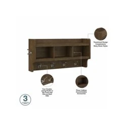 Kathy Ireland® Home By Bush Furniture Woodland 21" Shoe Storage Bench And Coat Rack With 4 Shelves, Ash Brown (WDL003ABR) 10 Kathy Ireland® Home By Bush Furniture Woodland 21" Shoe Storage Bench And Coat Rack With 4 Shelves, Ash Brown (WDL003ABR) -Kathy Ireland sp117593100 s7