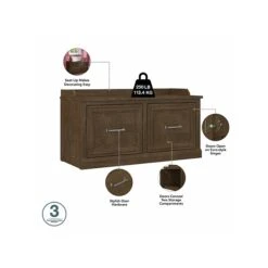 Kathy Ireland® Home By Bush Furniture Woodland 21" Shoe Storage Bench And Coat Rack With 4 Shelves, Ash Brown (WDL003ABR) 11 Kathy Ireland® Home By Bush Furniture Woodland 21" Shoe Storage Bench And Coat Rack With 4 Shelves, Ash Brown (WDL003ABR) -Kathy Ireland sp117593101 s7