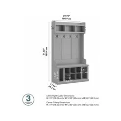 Kathy Ireland® Home By Bush Furniture Woodland 71" Hall Tree And Shoe Bench With 12 Shelves, Cape Cod Gray (WDL002CG) 12 Kathy Ireland® Home By Bush Furniture Woodland 71" Hall Tree And Shoe Bench With 12 Shelves, Cape Cod Gray (WDL002CG) -Kathy Ireland sp117593120 s7