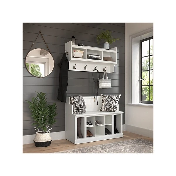Kathy Ireland® Home By Bush Furniture Woodland 32" Shoe Storage Bench And Coat Rack With 12 Shelves, White Ash (WDL010WAS) 3 Kathy Ireland® Home By Bush Furniture Woodland 32" Shoe Storage Bench And Coat Rack With 12 Shelves, White Ash (WDL010WAS)