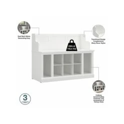 Kathy Ireland® Home By Bush Furniture Woodland 32" Shoe Storage Bench And Coat Rack With 12 Shelves, White Ash (WDL010WAS) 11 Kathy Ireland® Home By Bush Furniture Woodland 32" Shoe Storage Bench And Coat Rack With 12 Shelves, White Ash (WDL010WAS) -Kathy Ireland sp117593528 s7