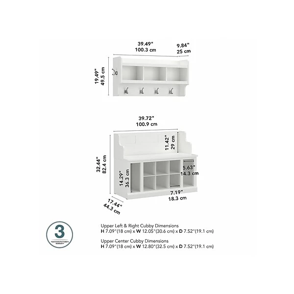 Kathy Ireland® Home By Bush Furniture Woodland 32" Shoe Storage Bench And Coat Rack With 12 Shelves, White Ash (WDL010WAS) 6 Kathy Ireland® Home By Bush Furniture Woodland 32" Shoe Storage Bench And Coat Rack With 12 Shelves, White Ash (WDL010WAS) - Image 4
