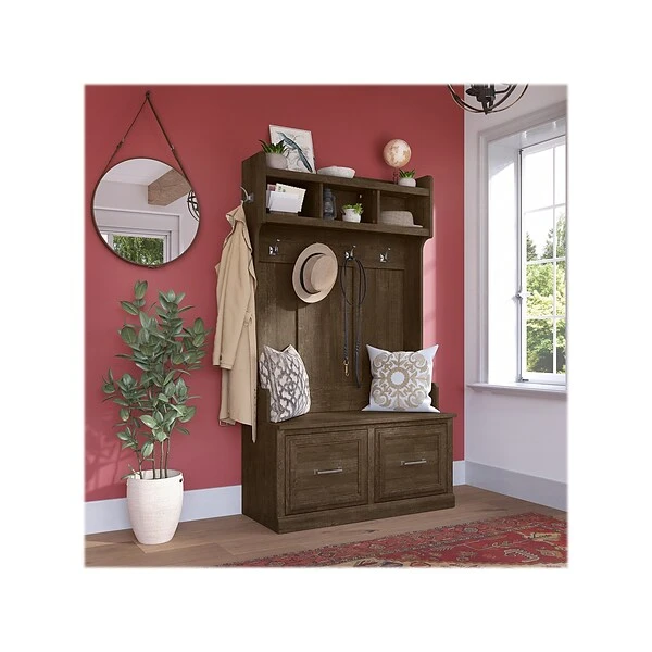 Kathy Ireland® Home By Bush Furniture Woodland 71" Hall Tree And Shoe Storage Bench With Doors, Ash Brown (WDL001ABR) 3 Kathy Ireland® Home By Bush Furniture Woodland 71" Hall Tree And Shoe Storage Bench With Doors, Ash Brown (WDL001ABR)
