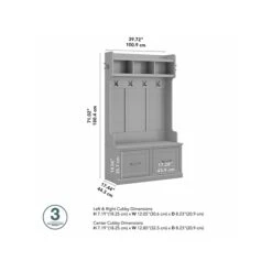 Kathy Ireland® Home By Bush Furniture Woodland 71" Hall Tree And Shoe Storage Bench With Doors, Cape Cod Gray (WDL001CG) 12 Kathy Ireland® Home By Bush Furniture Woodland 71" Hall Tree And Shoe Storage Bench With Doors, Cape Cod Gray (WDL001CG) -Kathy Ireland sp117593570 s7