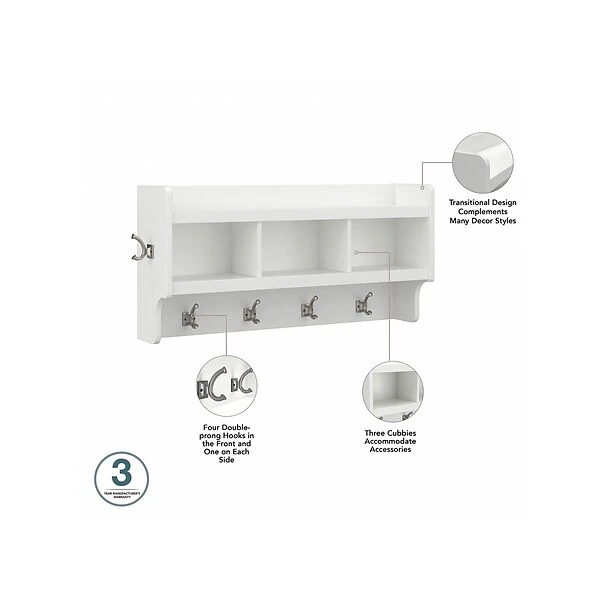Kathy Ireland® Home By Bush Furniture Woodland 32" Shoe Storage Bench And Coat Rack With 4 Shelves, White Ash (WDL009WAS) 4 Kathy Ireland® Home By Bush Furniture Woodland 32" Shoe Storage Bench And Coat Rack With 4 Shelves, White Ash (WDL009WAS) - Image 2