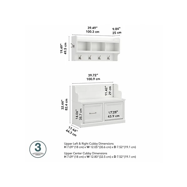 Kathy Ireland® Home By Bush Furniture Woodland 32" Shoe Storage Bench And Coat Rack With 4 Shelves, White Ash (WDL009WAS) 6 Kathy Ireland® Home By Bush Furniture Woodland 32" Shoe Storage Bench And Coat Rack With 4 Shelves, White Ash (WDL009WAS) - Image 4
