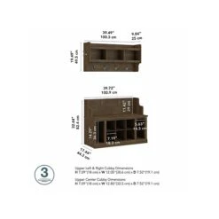 Kathy Ireland® Home By Bush Furniture Woodland 32" Shoe Storage Bench And Coat Rack With 12 Shelves, Ash Brown (WDL010ABR) -Kathy Ireland sp117593595 s7