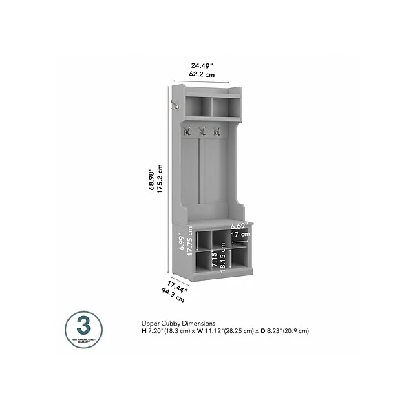 Kathy Ireland® Home By Bush Furniture Woodland 69" Shoe Storage Bench And Coat Rack With 4 Shelves, Cape Cod Gray (WDL008CG) 6 Kathy Ireland® Home By Bush Furniture Woodland 69" Shoe Storage Bench And Coat Rack With 4 Shelves, Cape Cod Gray (WDL008CG) - Image 4