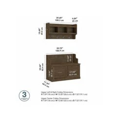 Kathy Ireland® Home By Bush Furniture Woodland 32" Shoe Storage Bench And Coat Rack With 4 Shelves, Ash Brown (WDL009ABR) 12 Kathy Ireland® Home By Bush Furniture Woodland 32" Shoe Storage Bench And Coat Rack With 4 Shelves, Ash Brown (WDL009ABR) -Kathy Ireland sp117593622 s7