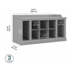 Kathy Ireland® Home By Bush Furniture Woodland Shoe Storage Bench With Shelves, 40", Cape Cod Gray (WDS240CG-03) 12 Kathy Ireland® Home By Bush Furniture Woodland Shoe Storage Bench With Shelves, 40", Cape Cod Gray (WDS240CG-03) -Kathy Ireland sp123542753 s7