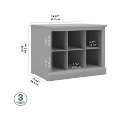 Kathy Ireland® Home By Bush Furniture Woodland Small Shoe Bench With Shelves, 24", Cape Cod Gray (WDS224CG-03) -Kathy Ireland sp123622156 s7