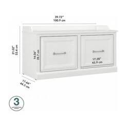 Kathy Ireland® Home By Bush Furniture Woodland Shoe Storage Bench With Doors, 40", White Ash (WDS140WAS-03) -Kathy Ireland sp123622172 s7