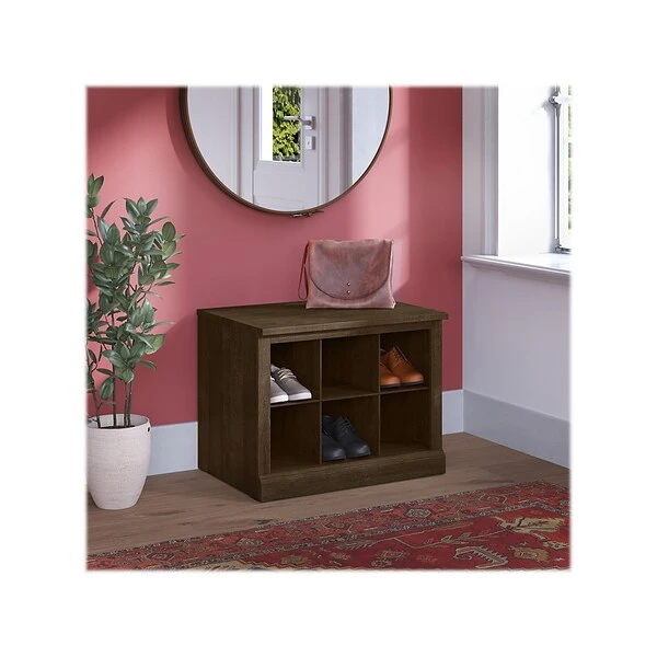 Kathy Ireland® Home By Bush Furniture Woodland Small Shoe Bench With Shelves, 24", Ash Brown (WDS224ABR-03) 3 Kathy Ireland® Home By Bush Furniture Woodland Small Shoe Bench With Shelves, 24", Ash Brown (WDS224ABR-03)