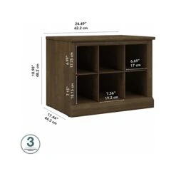 Kathy Ireland® Home By Bush Furniture Woodland Small Shoe Bench With Shelves, 24", Ash Brown (WDS224ABR-03) 12 Kathy Ireland® Home By Bush Furniture Woodland Small Shoe Bench With Shelves, 24", Ash Brown (WDS224ABR-03) -Kathy Ireland sp123622180 s7