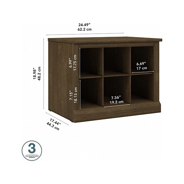 Kathy Ireland® Home By Bush Furniture Woodland Small Shoe Bench With Shelves, 24", Ash Brown (WDS224ABR-03) 6 Kathy Ireland® Home By Bush Furniture Woodland Small Shoe Bench With Shelves, 24", Ash Brown (WDS224ABR-03) - Image 4