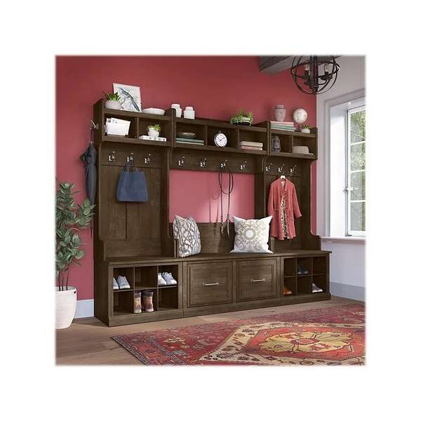 Kathy Ireland® Home By Bush Furniture Woodland Small Shoe Bench With Shelves, 24", Ash Brown (WDS224ABR-03) 9 Kathy Ireland® Home By Bush Furniture Woodland Small Shoe Bench With Shelves, 24", Ash Brown (WDS224ABR-03) - Image 7