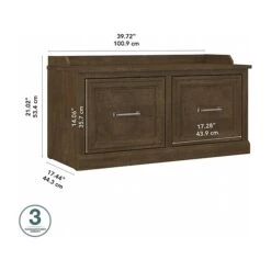 Kathy Ireland® Home By Bush Furniture Woodland Shoe Storage Bench With Doors, 40", Ash Brown (WDS140ABR-03) -Kathy Ireland sp123622224 s7