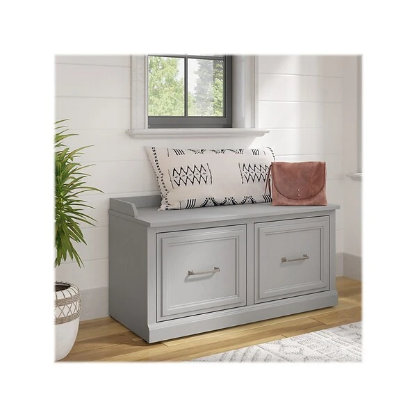Kathy Ireland® Home By Bush Furniture Woodland Shoe Storage Bench With Doors, 40", Cape Cod Gray (WDS140CG-03) 3 Kathy Ireland® Home By Bush Furniture Woodland Shoe Storage Bench With Doors, 40", Cape Cod Gray (WDS140CG-03)