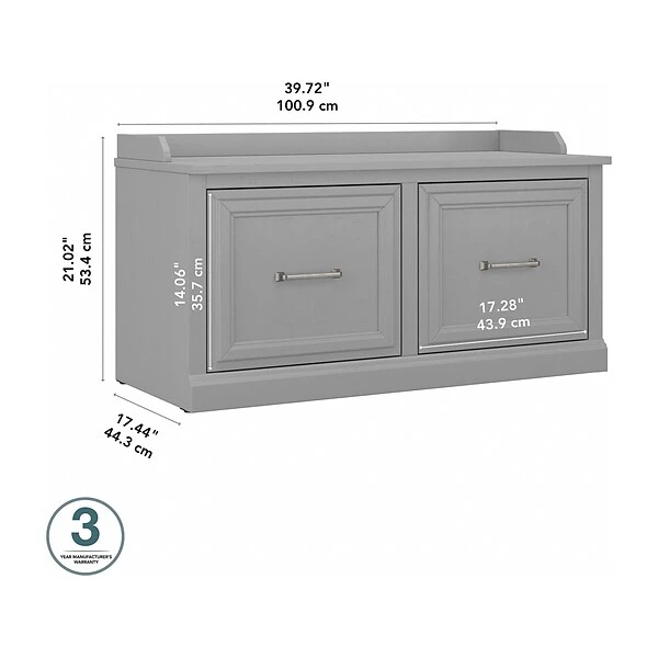 Kathy Ireland® Home By Bush Furniture Woodland Shoe Storage Bench With Doors, 40", Cape Cod Gray (WDS140CG-03) 6 Kathy Ireland® Home By Bush Furniture Woodland Shoe Storage Bench With Doors, 40", Cape Cod Gray (WDS140CG-03) - Image 4