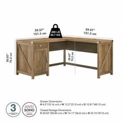 Kathy Ireland® Home By Bush Furniture Cottage Grove 60" L-Shaped Desk With Drawer, Reclaimed Pine (CGD160RCP-03) -Kathy Ireland sp147387551 s7