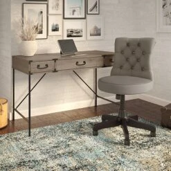 Kathy Ireland® Home By Bush Furniture Ironworks 48" Writing Desk With Drawers, Restored Gray (KI50301-03) -Kathy Ireland sp176328580 s7