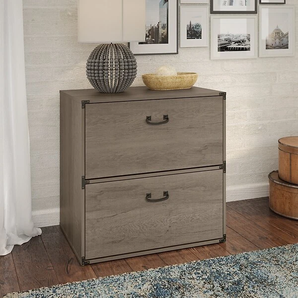 Kathy Ireland® Home By Bush Furniture Ironworks 2-Drawer Lateral File Cabinet, Letter/Legal, Restored Gray, 30" (KI50304-03) 3 Kathy Ireland® Home By Bush Furniture Ironworks 2-Drawer Lateral File Cabinet, Letter/Legal, Restored Gray, 30" (KI50304-03)