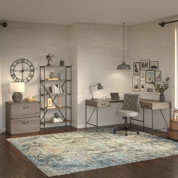 Kathy Ireland® Home By Bush Furniture Ironworks 60" L-Shaped Writing Desk, Restored Gray (KI50312-03) 7 Kathy Ireland® Home By Bush Furniture Ironworks 60" L-Shaped Writing Desk, Restored Gray (KI50312-03) - Image 5