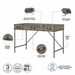 Kathy Ireland® Home By Bush Furniture Ironworks 48" Writing Desk With Drawers, Restored Gray (KI50301-03) -Kathy Ireland sp176328690 s7