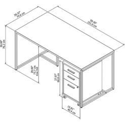 Office By Kathy Ireland® Method 60W Table Desk With 3 Drawer Mobile File Cabinet, White (MTH001WHSU) -Kathy Ireland sp21337579 s7