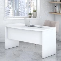 Office By Kathy Ireland® Echo 60W Bow Front Desk, Pure White/Pure White (KI60105-03)
