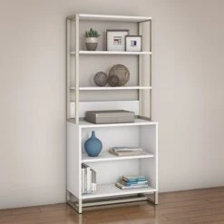 Office By Kathy Ireland® Method Bookcase With Hutch, White (MTH013WH)