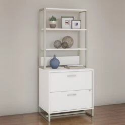 Office By Kathy Ireland® Method Lateral File Cabinet With Hutch, White (MTH012WHSU)