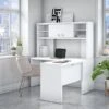 Office By Kathy Ireland® Echo L Shaped Desk With Hutch, Pure White (ECH031PW)