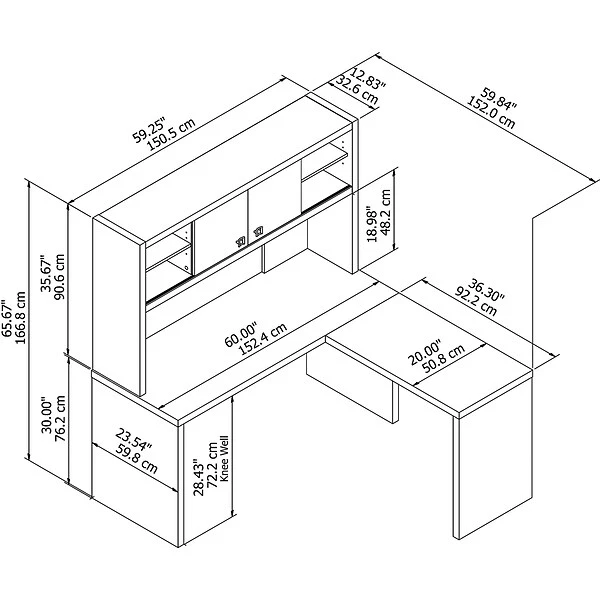 Office By Kathy Ireland® Echo L Shaped Desk With Hutch, Gray Sand (ECH031GS) 6 Office By Kathy Ireland® Echo L Shaped Desk With Hutch, Gray Sand (ECH031GS) - Image 4