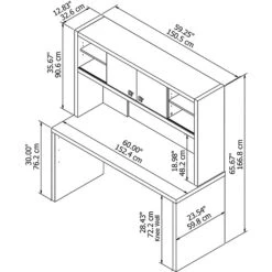 Office By Kathy Ireland® Echo 60W Credenza Desk With Hutch, Gray Sand (ECH030GS) -Kathy Ireland sp46033510 s7