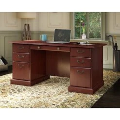 Kathy Ireland® Home By Bush Furniture Bennington Executive Desk, Harvest Cherry (WC65566-03K)